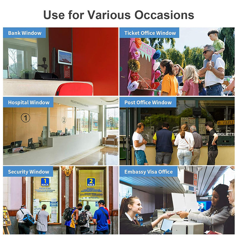 DAYTECH WI09 Two-Way Window Intercom System Glass Barrier PA Speaker and Microphone with Adjustable Volume for Bank, Office, Hospital, Clinic, Pharmacy, Restaurant, Cafe, Coffee Shop, Ticketing, Information Desk Counter