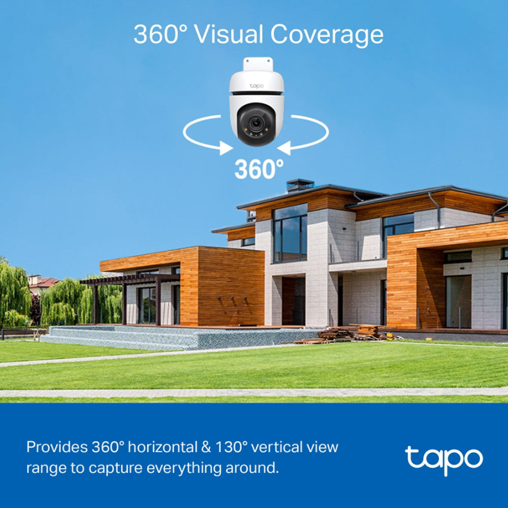 TP-Link Tapo 510W 2K 3MP Smart AI WIFI CCTV Camera with 360° Pan / 130° Tilt, Full Color Night Vision, IP65 Weatherproof, Motion Tracking and 512GB MicroSD Slot