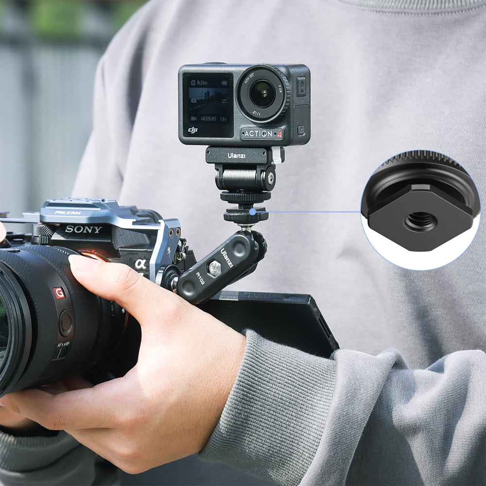 Ulanzi CA22 DJI Osmo Action 4 / 3 & Pocket 3 Cold Shoe Mount Adapter with Magnetic Mounting, 160° Tilt and 700g Load Capacity for Action Camera - C071GBB1