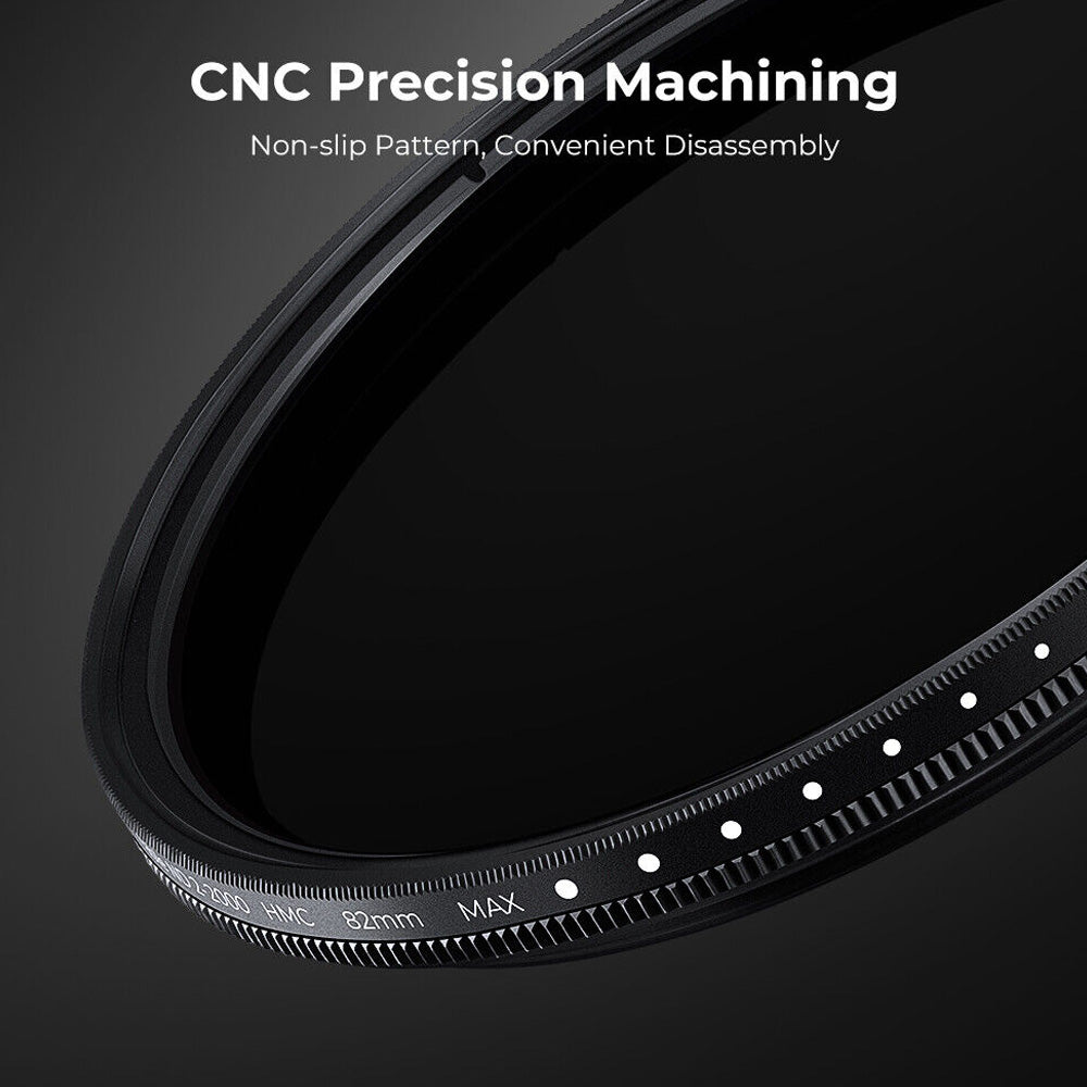 K&F Concept Nano-C Series 82mm Variable ND2-2000 11-Stop Neutral Density Lens Filter with Multi-Coated Optical Glass and Aluminum Metal Frame for Mirrorless and DSLR Camera Photography