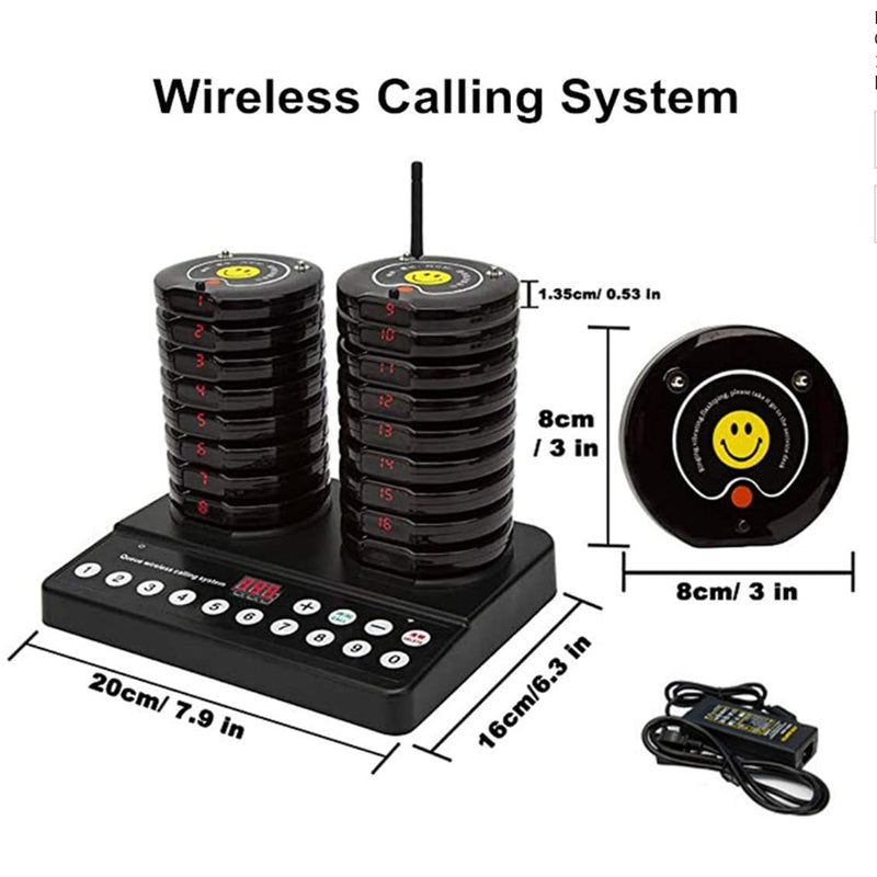 DAYTECH 10-Piece Set Coaster Buzzer Restaurant Guest Pager Calling System 120m Long Range Queue Line Beeper for Fast Food, Cafe, Clinic, Coffee Shop | E-P1000