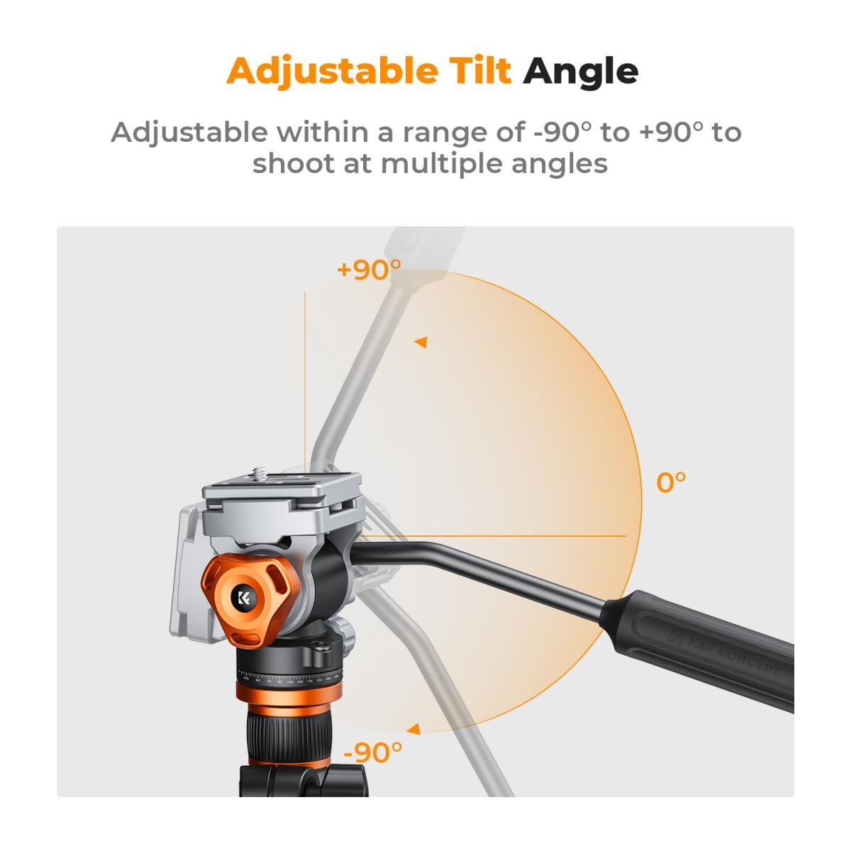 K&F Concept FH-03 Fluid Hydraulic Video Tripod Head with 360 Degree Panoramic Shooting, Arca Swiss QR Plate, 5Kg Max Load Capacity and 1/4" 3/8" Bottom Interface for Photography Videography | KF31-087