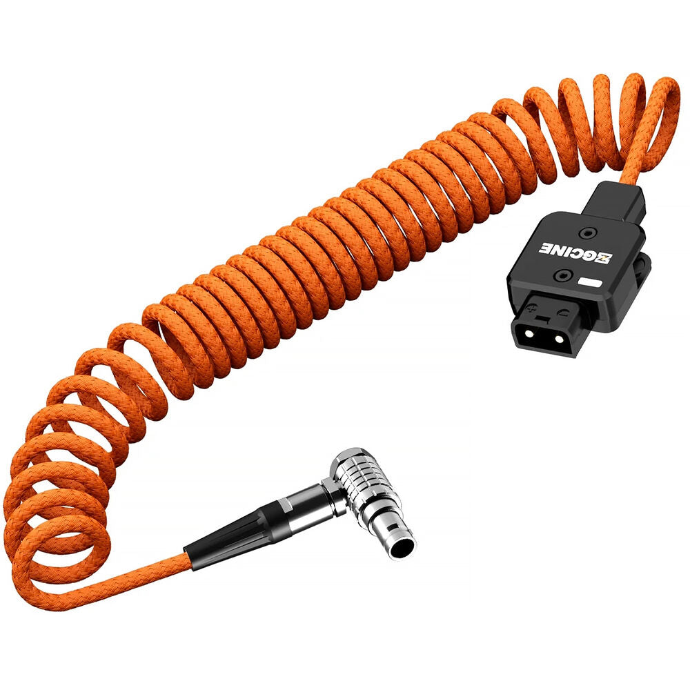 ZGCINE D-Tap to 2-Pin LEMO Right Angle Power Cable 14.8V IN/OUT for Select Sony & Blackmagic Design Cinema Camera with Up to 60cm Max Length Coiled Nylon Braded Cable for Continuous Power Supply, Video Recording & Production | DT-LM