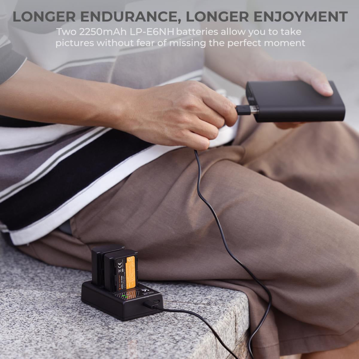 K&F Concept LP-E6 / LP-E6N / LP-E6NH 2250 - 2600mAh Camera Battery