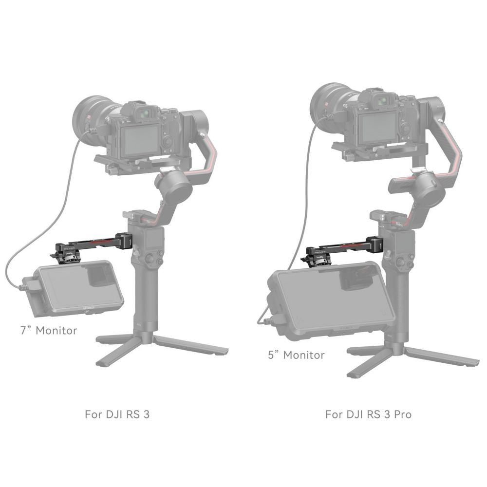 SmallRig Monitor Mount with NATO Clamp, Top & Bottom Shoe Mounts, 1.5kg Load Capacity and Tilt-Adjustable Thumbscrew Mount for DJI RS 2 & RSC 2 Gimbals 3026B