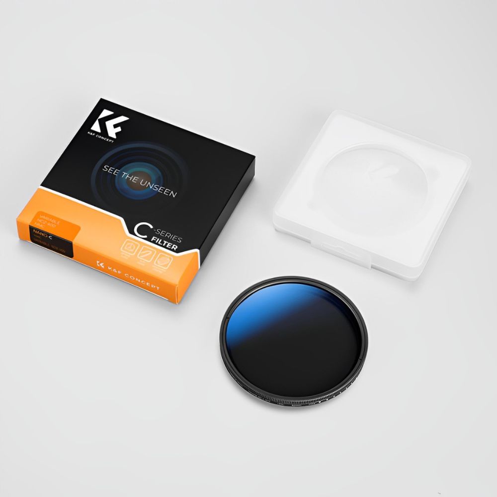 K&F Concept HMC ND2-400 Variable Fader (1-9 Stops) Multi-Coated Optical Glass Slim Frame Neutral Density Variable ND Filter with Blue Coating for Camera Lenses | VND Fader | DSLR & Mirrorless Camera | NANO-C Series Lens Filter