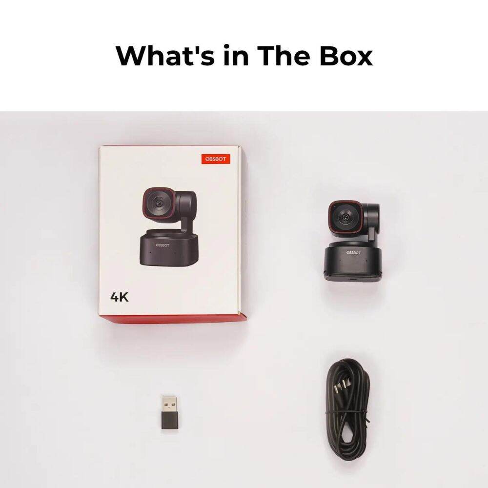 OBSBOT Tiny 2 Lite AI-Powered PTZ 4K Webcam with Intelligent Subject Tracking, Auto Zoom, Dual Omnidirectiol Microphone with Adjustable Noise Cancellation, 2-Axis Gimbal, and Supports Windows and macOS for Computers & Laptops