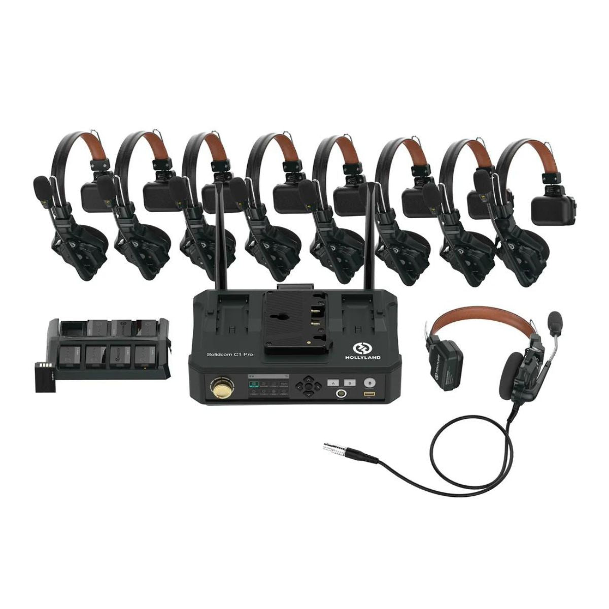 Hollyland Solidcom C1-PRO 6S / C1-PRO 4S / C1-PRO 8S-HUB 1.9GHz True Wireless DECT Intercom System Headsets Full-Duplex with Push-to-Talk Function, Two-Mic Environmental Noise Cancellation for Professional Filmmaking