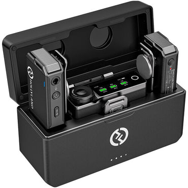 Hollyland LARK MAX Wireless Lavalier Microphone System Transmitter Receiver 2.4GHz with 820ft (250m) Range, Built-in Omni Mics, ENC Noise Cancellation, 8GB Memory, 22-Hour Battery Life for Camera, iPhone, iPad, Android, Computer