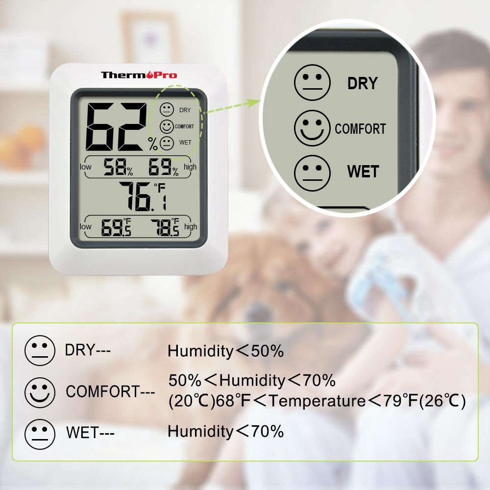 ThermoPro TP-50 Hygrometer Thermometer Indoor Humidity Monitor with Temperature Gauge Humidity Meter
