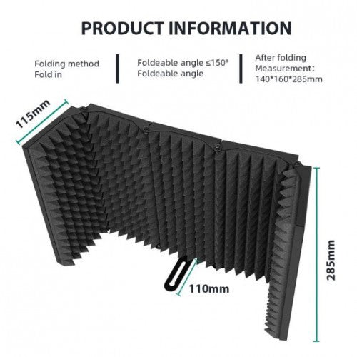Maono Microphone Sound Isolation Shield Insulating Hood Portable Collapsible Foldable High Density Absorbing Foam Panel and Metal Back for Home Office, Studio, Podcasting, Vocalizing, Singing, Broadcasting | AU-S05 S05