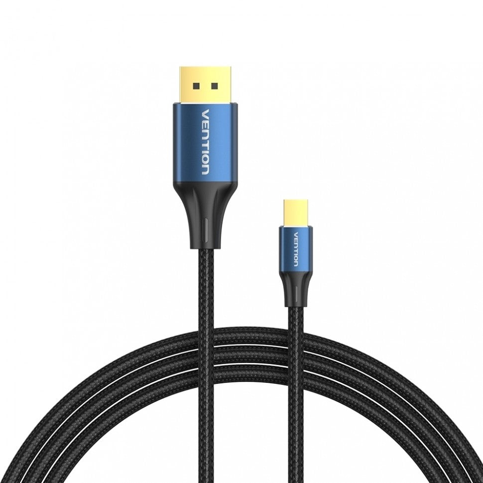 Vention 8K UHD 60Hz Mini DP to DisplayPort Male 1.5-Meters Bidirectional Video Cable with HDR Support, 33Gbps Bandwidth and Cotton Braided Sheathing for Monitors and Projectors HCFLG