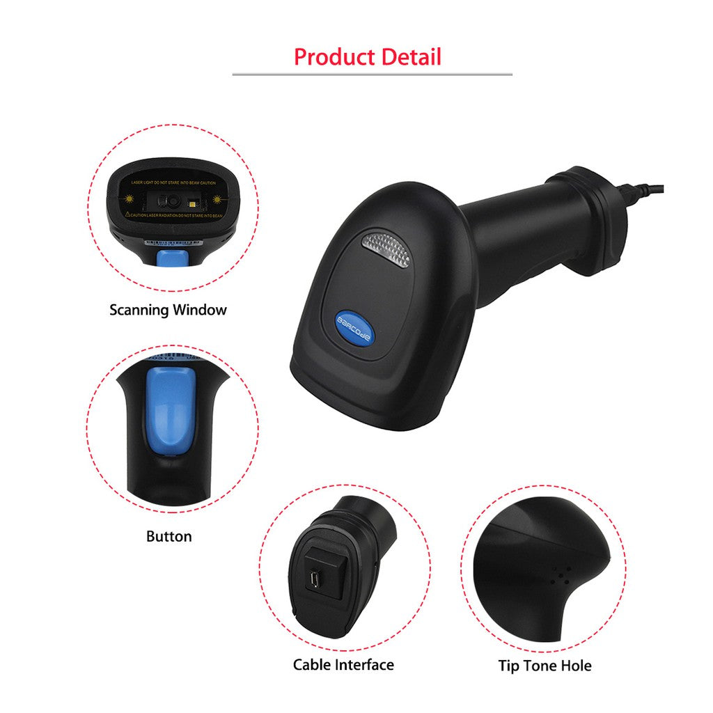Logicowl OJ-BWM3 Portable Wireless 1D 2D QR Barcode Scanner Bluetooth for Supermarket, Drugstores and Convenience Stores