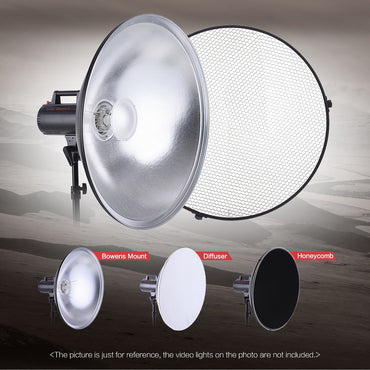 Pxel 550MM Beauty Dish Reflector with Honeycomb Grid Diffuser