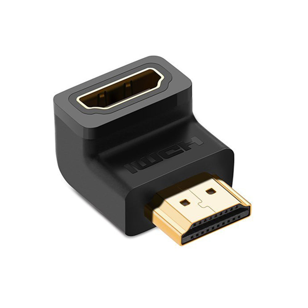UGREEN HDMI Right Angle Male to Female Video Cable Adapter Dongle with Gold Plated Connectors for PC, Desktop Computer, Laptop, TV, Display Monitor, Projector, PS5/PS4, DVD Player - Down | 20109