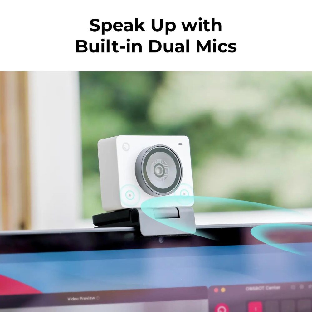 OBSBOT Meet 2 AI-Powered 4K Webcam with Intelligent Auto Framing, Phase Detection Auto Focus, Dual Omnidirectiol Microphones, and Supports Windows and macOS for Computers & Laptops - Live Streaming, Broadcast, Recording, and Conferencing