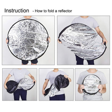 Pxel RF-8X8 5 in 1 32inch / 80cm Round Reflector with Grip Handle for Photography Photo Studio Lighting & Outdoor Lighting