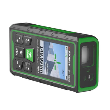 SNDWAY SW-150GQ Outdoor Green Beam Laser Distance Meter Digital Rangefinder with 3MP Camera, 150m Max Distance, IP68 Water and Dust Resistant, 2000mAh Rechargeable Battery, 90° Electronic Level Angle Sensor for Length Area Volume