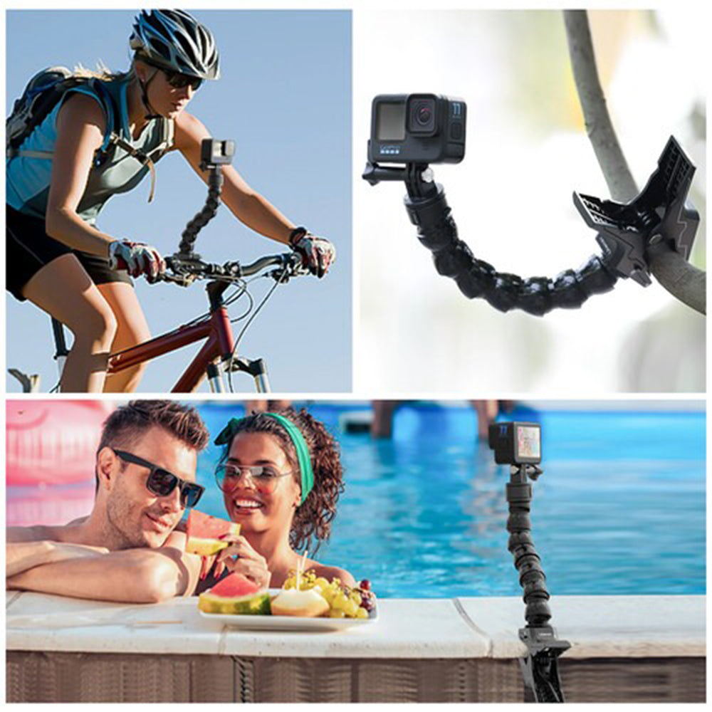 Ulanzi Go-Quick II Magnetic QR Quick Release Gooseneck Stand with Desk Clamp for for GoPro DJI Insta360 Sports Camera with 7.4" Arm Length, 3-Prong Action Camera Mount for Video Content Creation