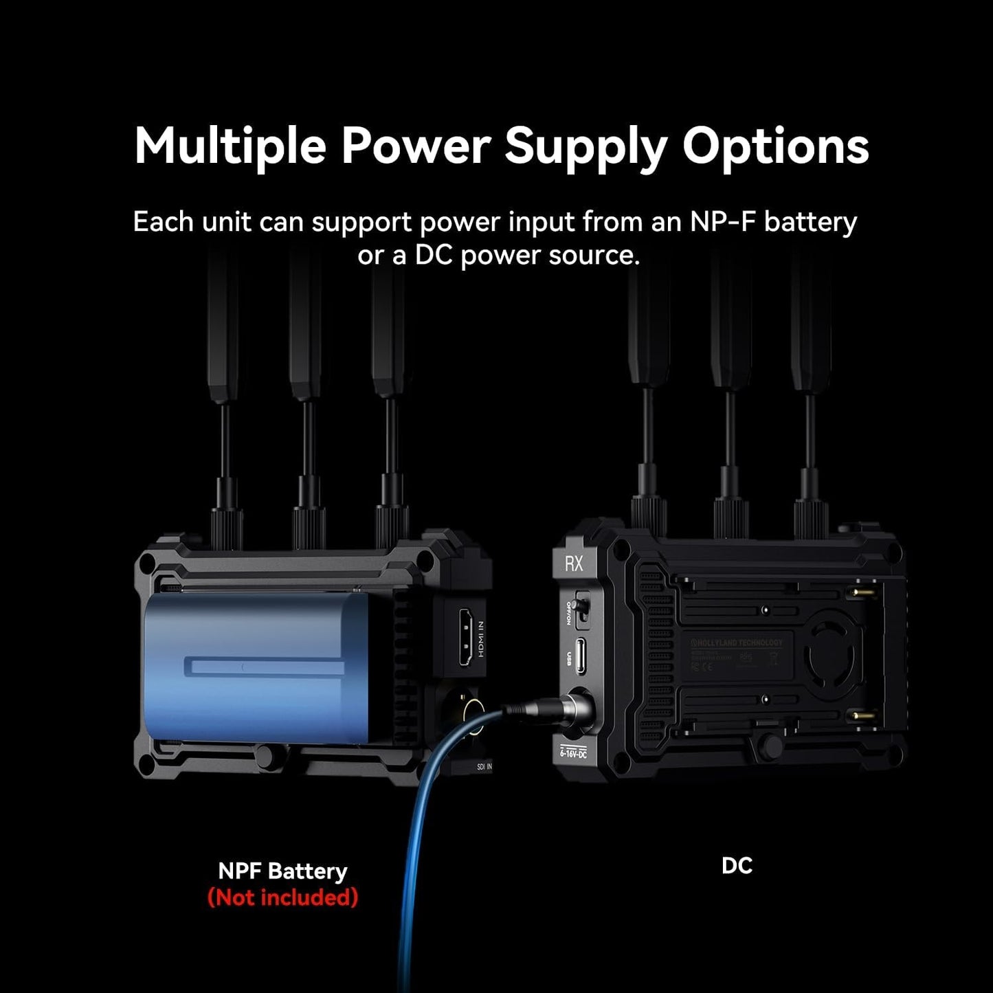 Hollyland PYRO S 4K SDI / HDMI Wireless TX + RX Video Transmitter and Receiver Transmission System Set with 50ms Low Latency, Max 1300ft LOS Range and Smart Channel Scan for Live Streaming, Broadcasting, and Recording