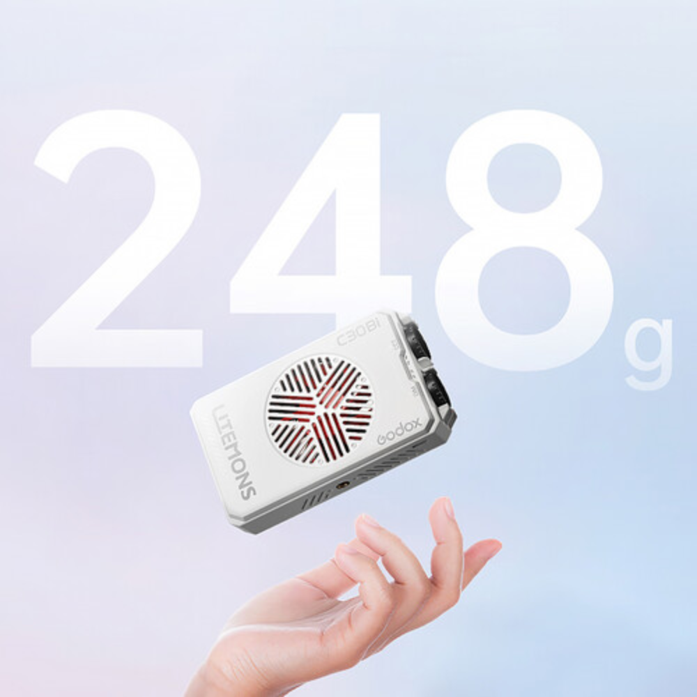 Godox Litemons C30BI Bi-Color Portable LED Light Panel with 2800~6500K CCT, 3300mAh Battery max 45Minutes Runtime, Onboard Controls, Low Noise, Heat Dissipation System for Content Creators Vlog Vlogging
