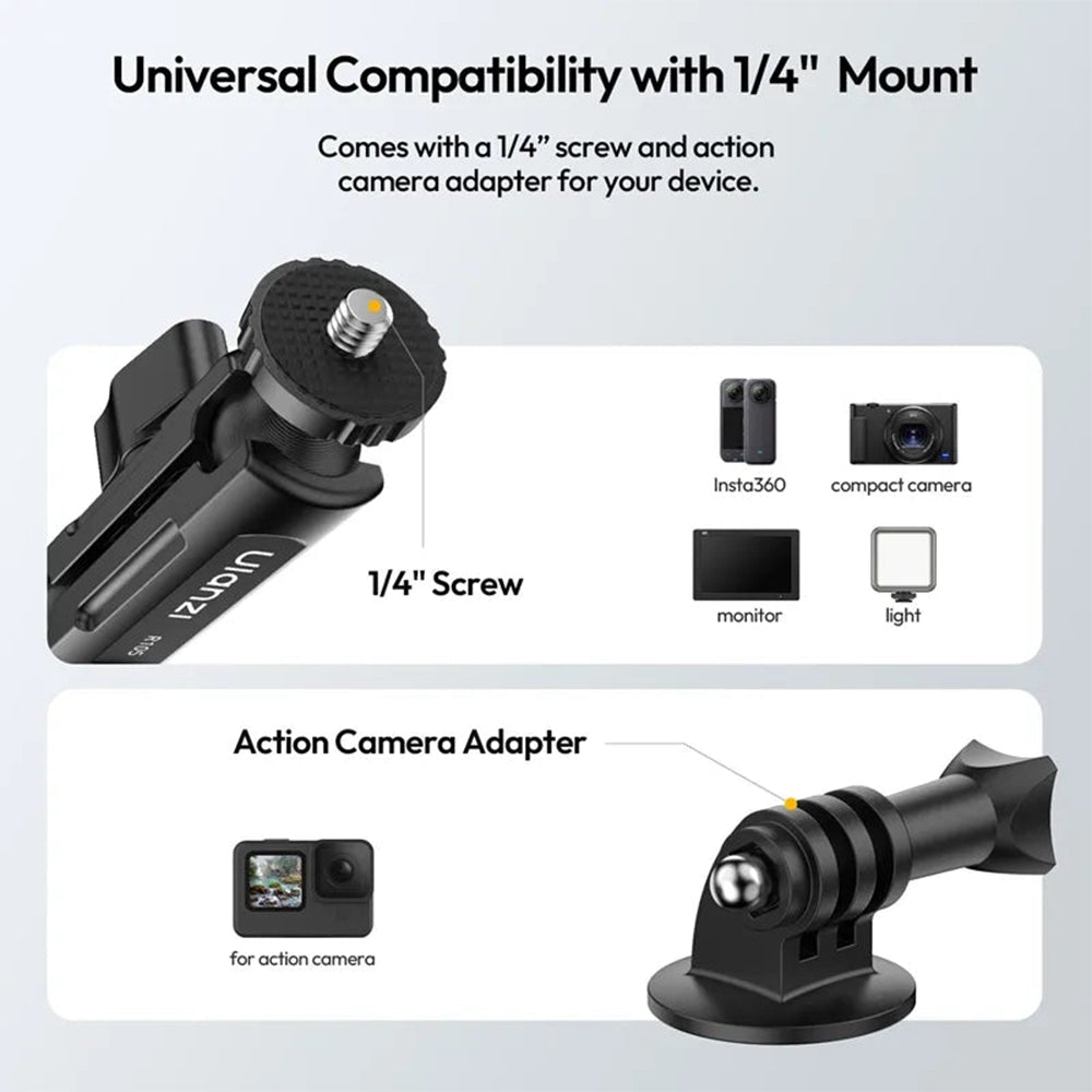 Ulanzi R105 Bicycle Rail Mount Y-Shaped Super Clamp with 360 Degree Dual Ball Head, 1/4" Screw & Action Camera Adapter for GoPro, Insta360, DSLR, Bike Handlebar | C057