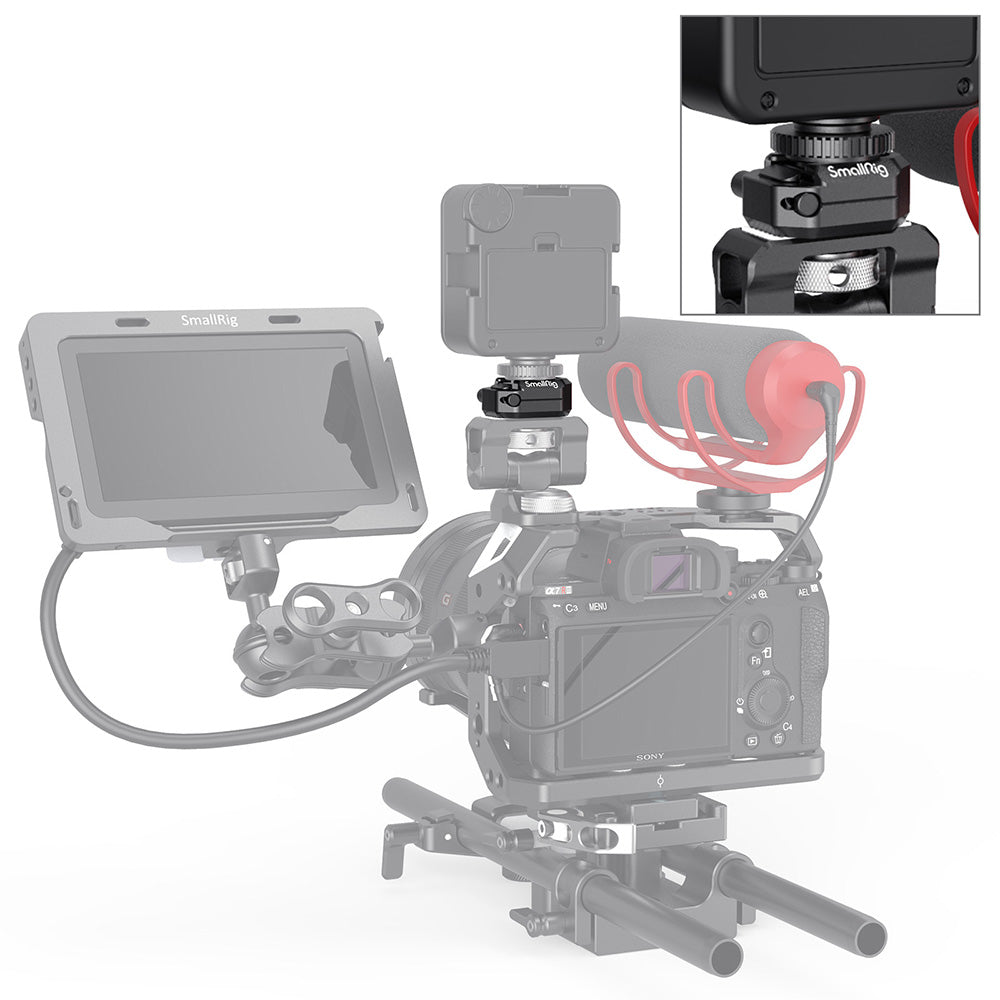 SmallRig Multifunction Shoe Mount with Safety Catch and Release Button, 1/4"-20 Screws for Camera Rig Bracket and Cage Mounting 2797
