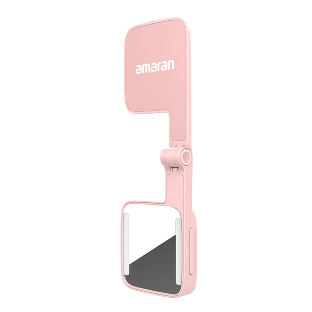 Aputure Amaran Go MagSafe Smartphone Mini Light with Mirror, 2700K - 6500K CCT, 800mAh Battery, Amaran App, Sidus Link Support, 10 Light Effect and Brightness Settings for Vlog Vlogging Selfies Reels TikTok Photo Video | White, Pink