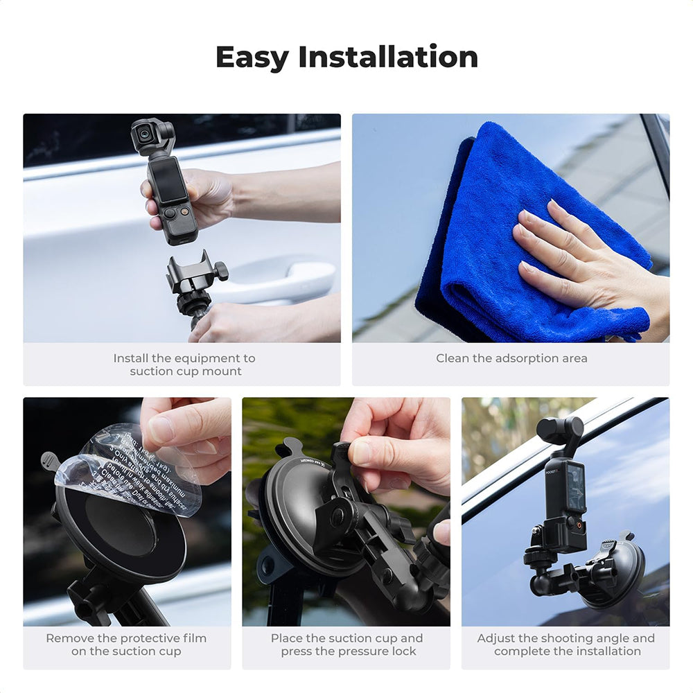 K&F Concept Suction Cup Mount for DJI Osmo Pocket 3, Osmo Action 5, GoPro Hero 12 11, Insta360 X5 X4