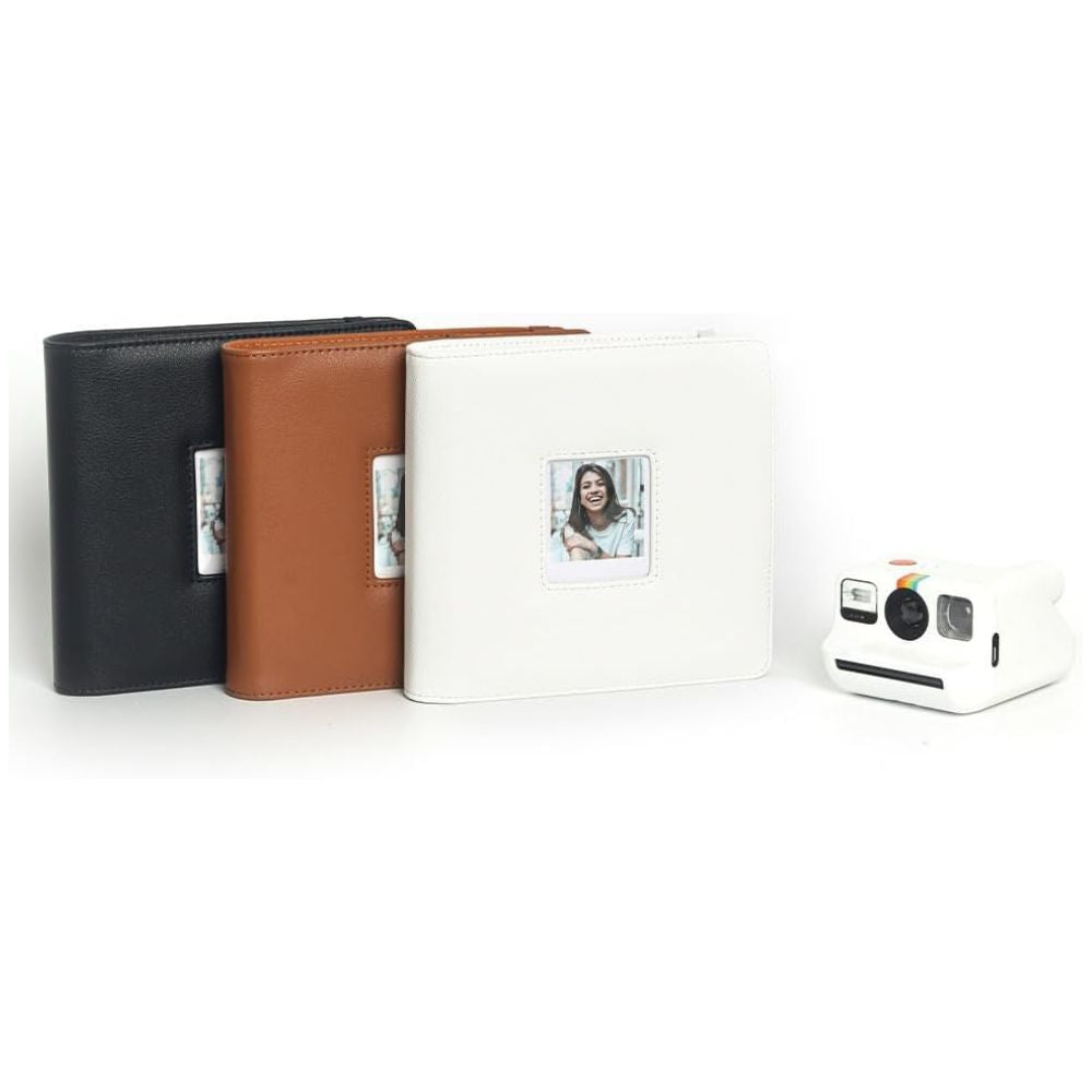 Pikxi 288 Pockets Large Capacity PU Leather Photo Album for Polaroid Go Instant FIlm Camera with Garter Strap Closure and Front Film Cover - Available in White , Brown, Black Color Options | JG Superstore