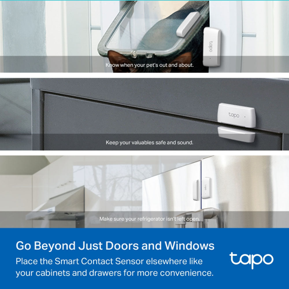TP-Link TAPO T-110 Smart Contact Sensor Door and Window Checker with Tapo Devices Compatibility, Wireless 868 / 922 MHz, Real Time Notifications and CR2032 Battery for Home Security