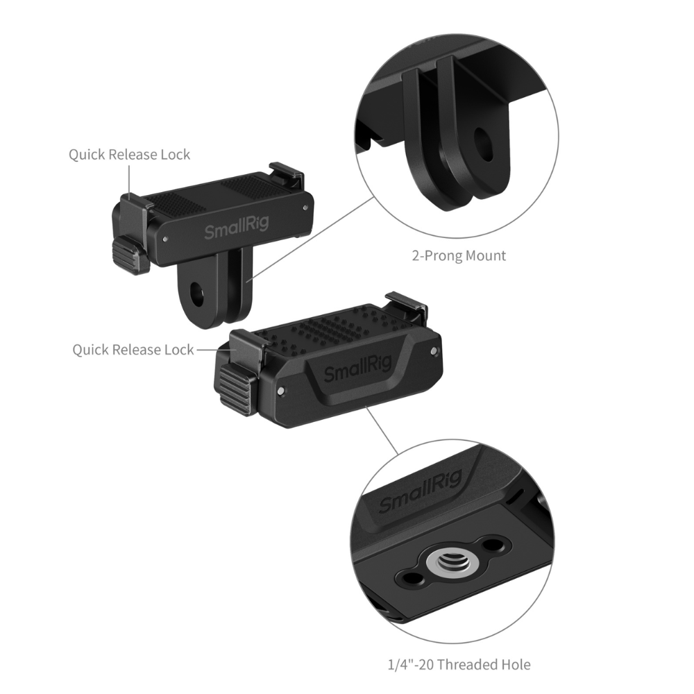 SmallRig Quick Release Adapter Support Kit with 1/4"-20 Threaded Hole and 2-Prong Mount | 5918B
