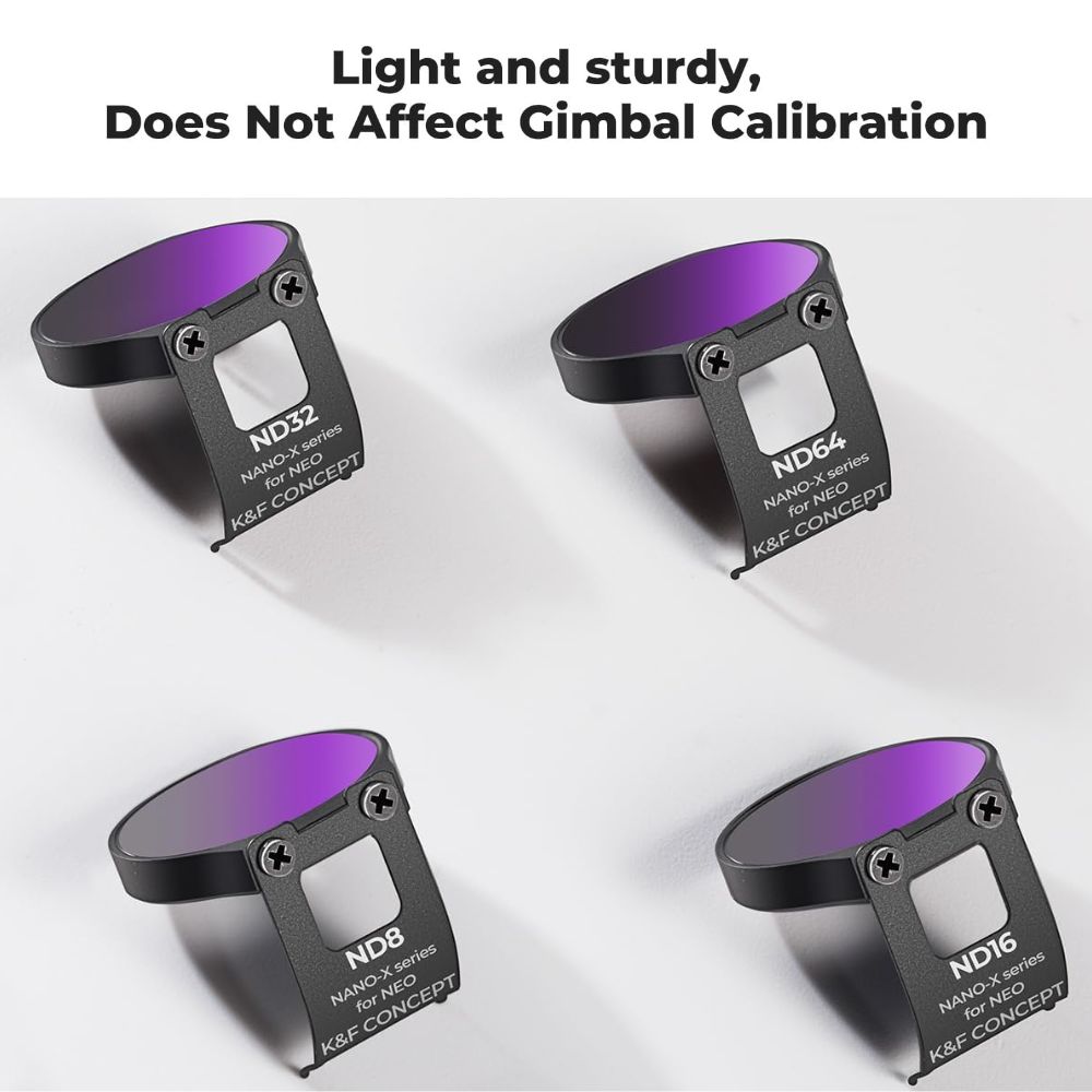 K&F Concept no-X Series Neutral Density ND8 16 32 64 Lens Filter with 28 Multi-Layer Coated Imported AGC Optical Glass and 3-6 Light Reduction Stop for DJI NEO Drone Photo / Video