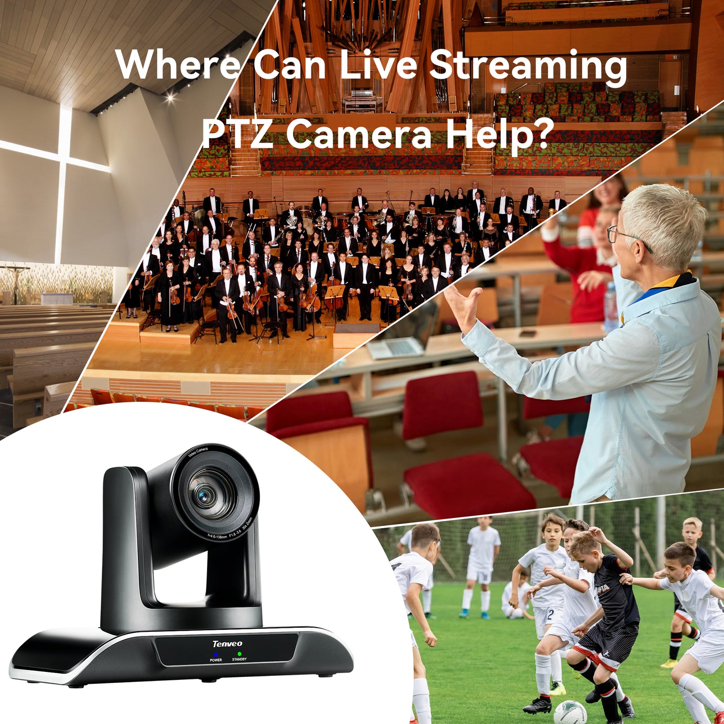 Tenveo VHDMAX NDI 1080P FHD PTZ Conference Camera with Smart Auto Tracking, 30X Optical Zoom, 2MP 1/2.8" Sony Sensor, 3G-SDI, HDMI, USB, and LAN Output for Video Live Streaming, Broadcast, Meeting & Conferencing