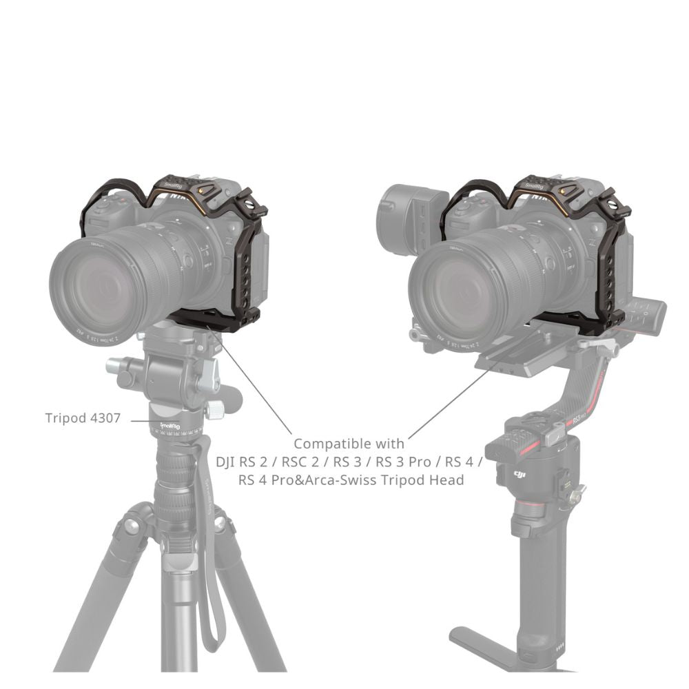 SmallRig Night Eagle Full Camera Cage Kit for Nikon Z6 III with Top Handle, Arca-Type Quick Release Base Plate, TO Rail, Cold Shoe Mount, 1/4"-20, 3/8"-16, M3 & M2.5 Threaded Holes for Attachments and Accessories | 4521 4522