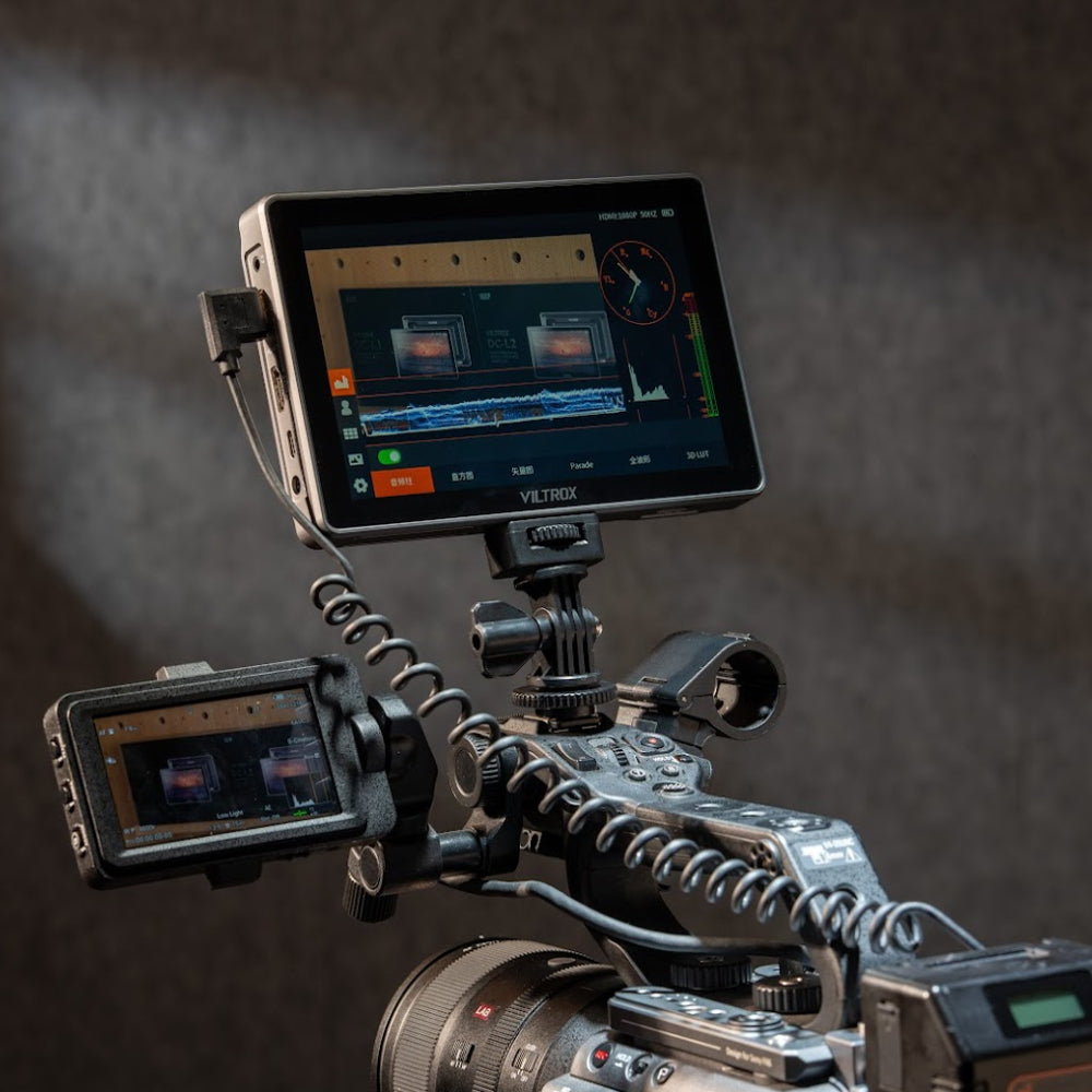 Viltrox DC-L1 / DC-L2 7" On-Camera IPS Touchscreen Camera Monitor with DCI / UHD 4K HDMI / SDI Input and Output, 3D LUTs, USB Type-C Interface, Gyroscope Auto Flip Function, Built-In Mage Tools and L-Series Battery Plate for Photo Video Content Creation