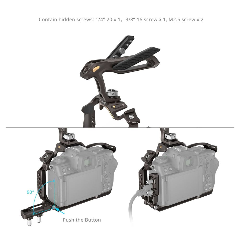 SmallRig Night Eagle Full Camera Cage Kit for Nikon Z6 III with Top Handle, Arca-Type Quick Release Base Plate, TO Rail, Cold Shoe Mount, 1/4"-20, 3/8"-16, M3 & M2.5 Threaded Holes for Attachments and Accessories | 4521 4522