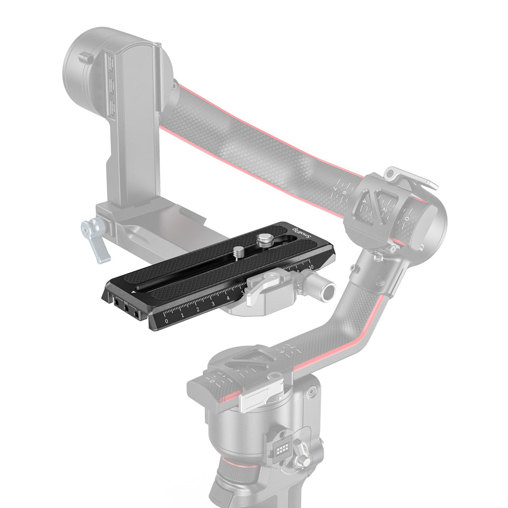 SmallRig Manfrotto-Style QR Quick Release Plate, 1/4"-20 Counterweight Thread, 3 M4 Threads, Measurement Scales and Adjustment Gears, Aluminum & Stainless Steel Construction for DJI RS 4, RS 4 Pro, RS 3, RS 3 Pro, RS 2, RSC 2 / Ronin-S Gimbals 3158B