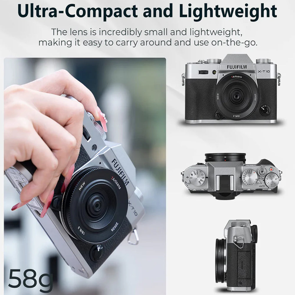 7Artisans 18mm F/6.3 Mark II APS-C Format Fujifilm X Mount Wide Angle Prime Pancake UFO Slim Lens MF Manual Focus for Mirrorless Cameras