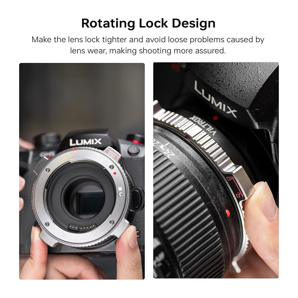 Viltrox EF-M1 Pro Lens Mount Adapter for Canon EOS EF / EF-S Series Lenses to Panasonic Olympus M43 MFT Digital Cameras with Rotary Lock, USB Type-C Port, EXIF Sigl Transmission and IS Anti Shake Function