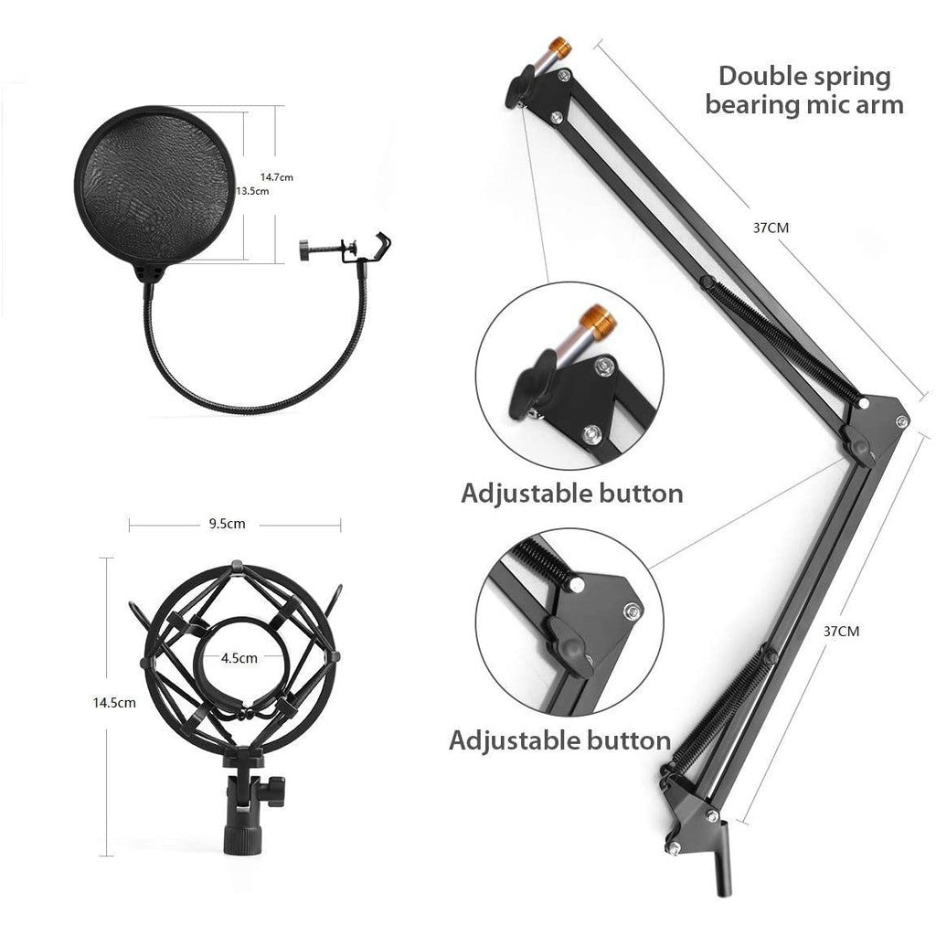 Maono AU-A04 A04 Professiol Studio Cardioid Condenser USB Microphone Kit with Folding Arm Stand for Podcast Gaming Livestream Youtube PC Recording