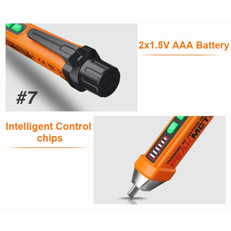 PeakMeter PM8908C Non-contact AC Voltage Detector Tester Meter 12V-1000V Pen style Voltage Detector