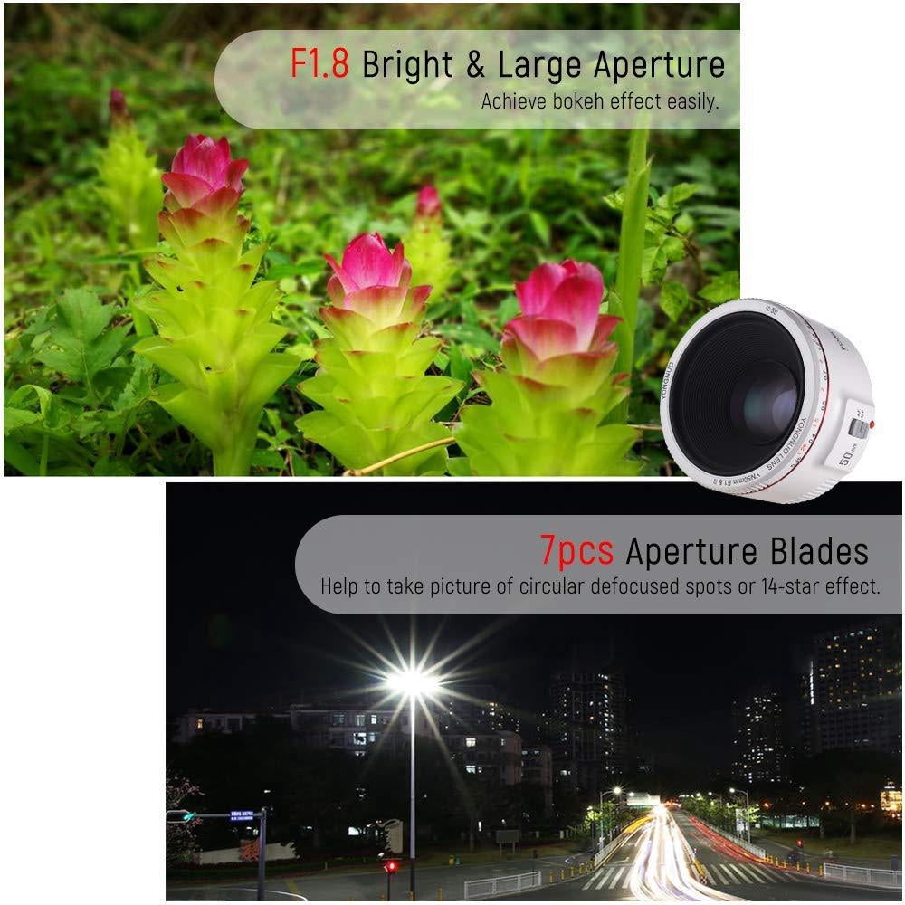 Yongnuo YN50MM F1.8C II Version 2 50mm f/1.8 White Body Prime Lens for Canon EF Auto Focus