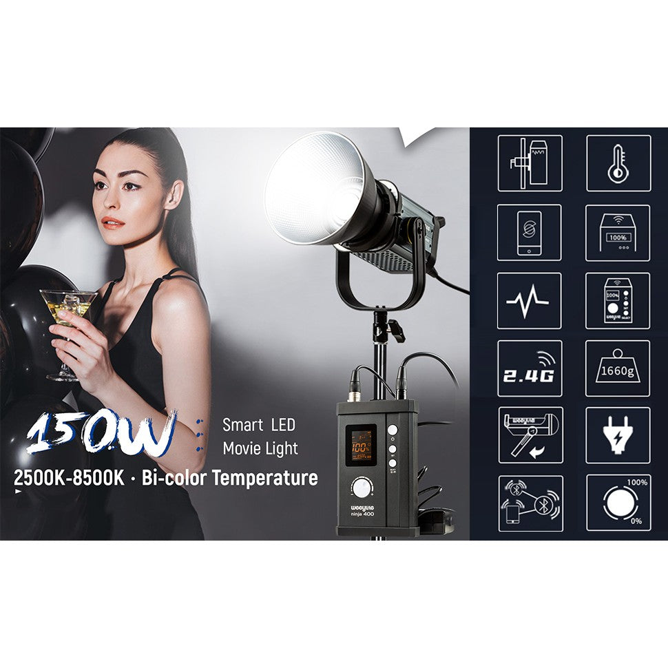 Viltrox Weeylite Ninja 400 150W Bi-Color 2500K-8500K LCD Panel LED Video Light Output Bowens Mount Studio Light App Control