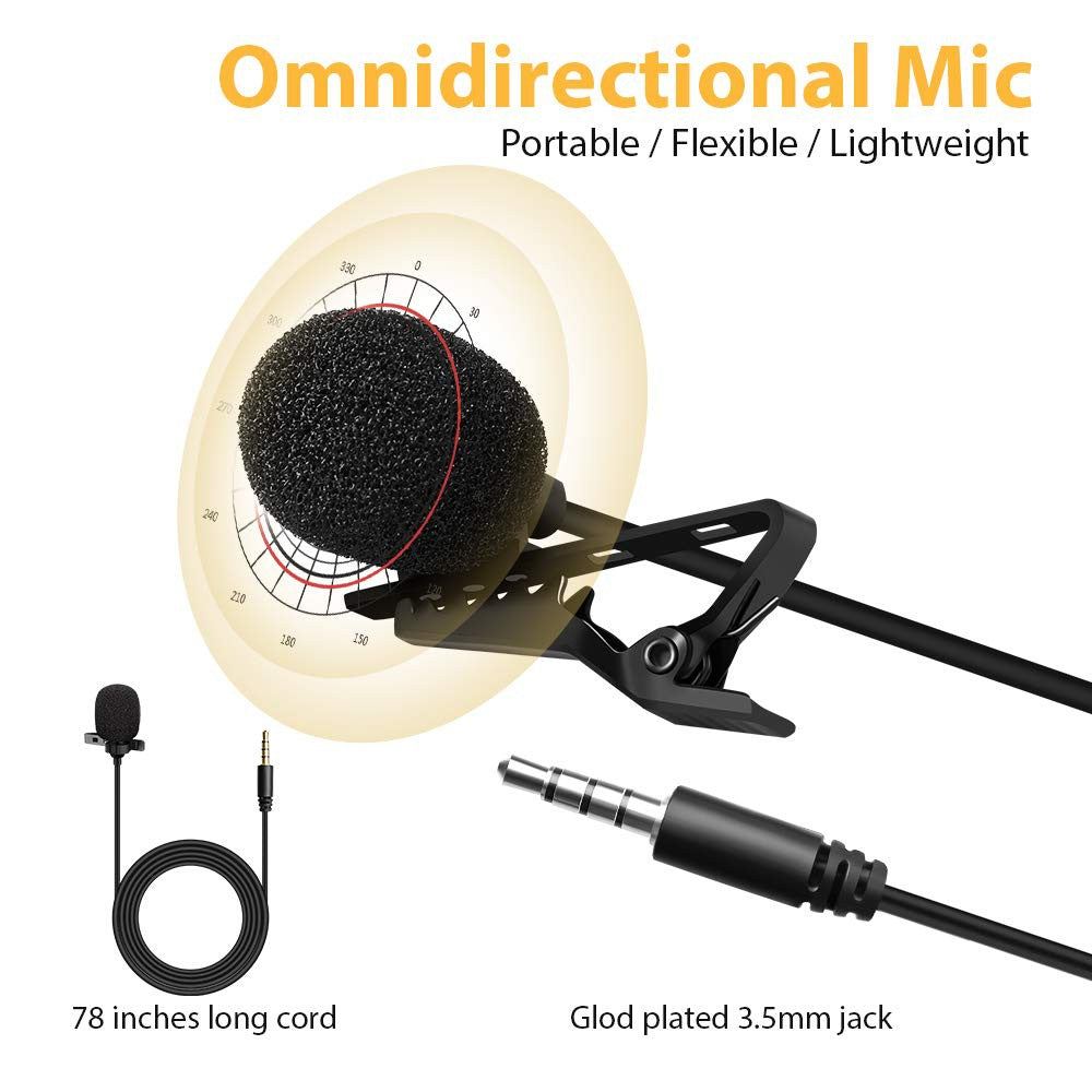 Maono AU-402L Cost-Effective Multipurpose Lavalier Microphone 3.5mm Jack Smartphone Tablet Laptop PS4 or Skype,YouTube, Recording, Podcasting and Webinar