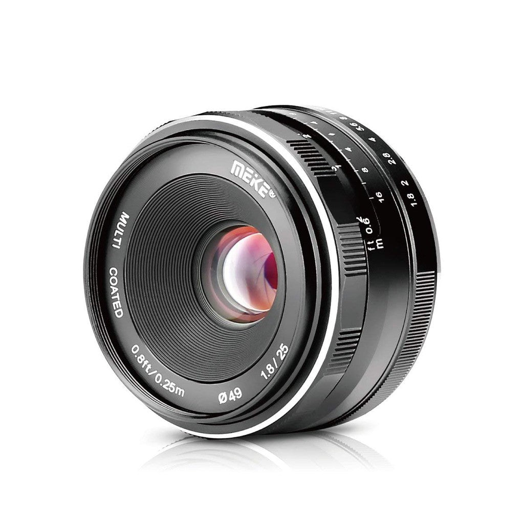 Meike 25mm f/1.8 Large Aperture Wide Angle Lens Manual Focus Lens (E-Mount) for Sony Mirrorless Cameras