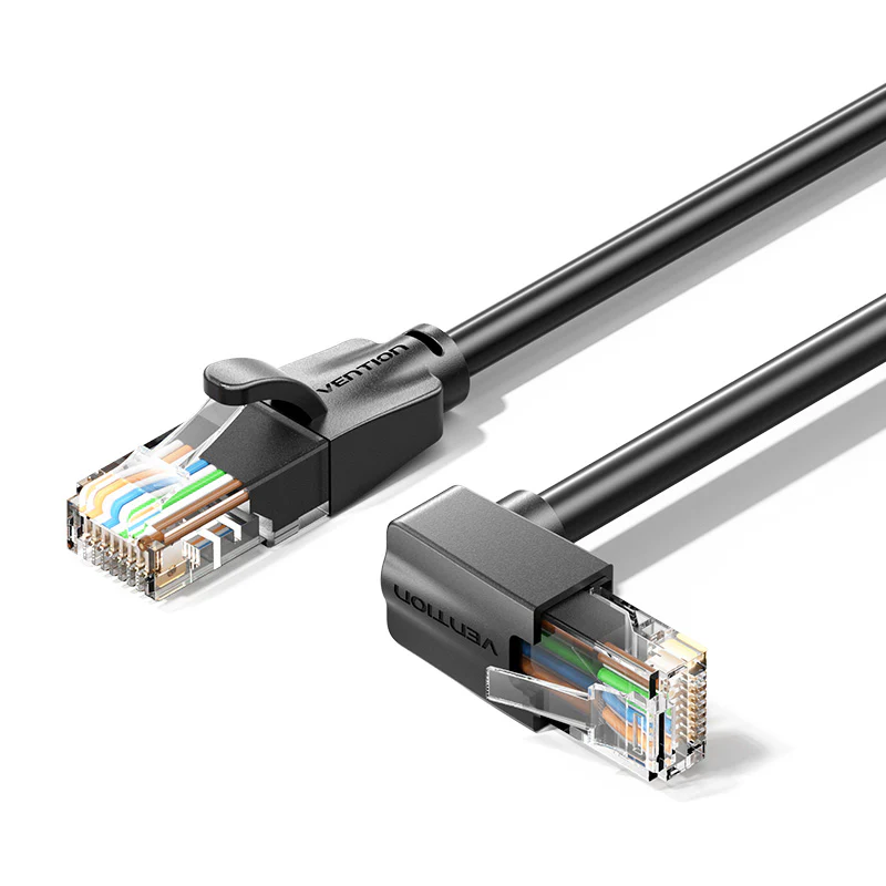 Vention 3-Meters Cat6 UTP 1000Mbps Downward Right Angle RJ45 Full-Speed Ethernet Patch Cable with 250MHz Bandwidth for Computers, Network Devices, PC, Laptops, Wi-Fi Access Point & Router