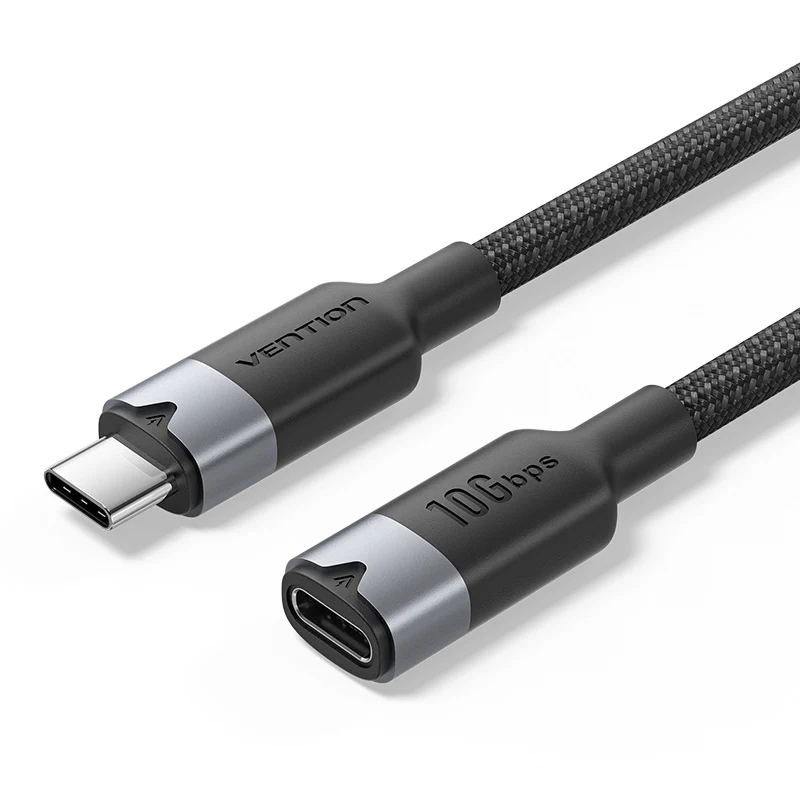 Vention 0.5-Meter USB 3.2 Gen 2 Type-C Male to Female 5A Fast Charging Cable with 10Gbps Data Transmission Speed Aluminum Alloy Type