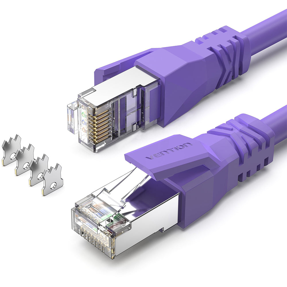 Vention CAT.6A RJ45 Ethernet Network SFTP Flexible Patch Cable with Up To 1000Mbps Transmission Speed for Home and Industrial Networking (Purple) (0.2m, 4m, 6m) | IBMVA | JG Superstore