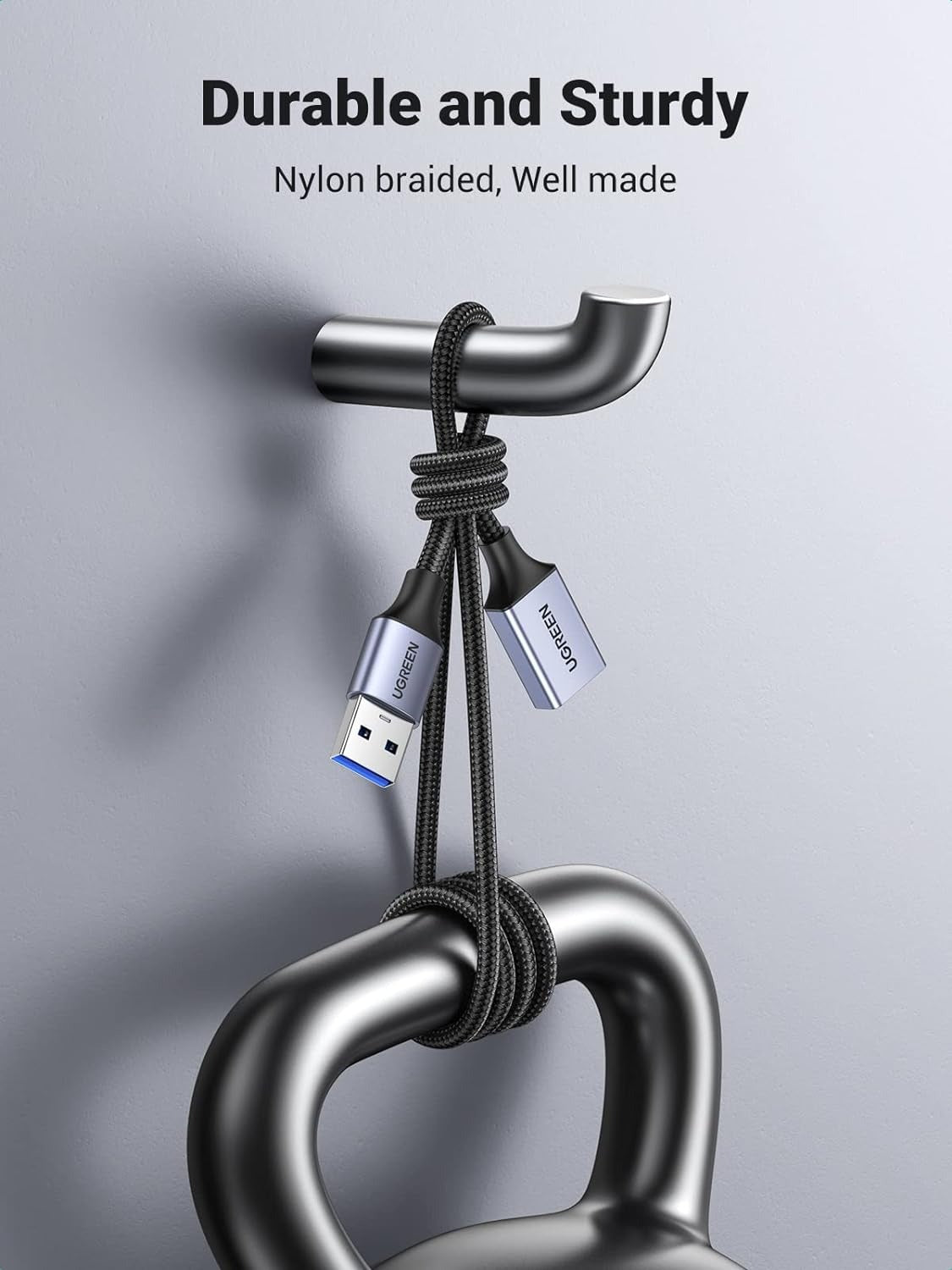 UGREEN USB 3.0 Type A Female to Male Extension Nylon Braided Cable with 5Gbps Transmission Speed for PC, Laptop Computers and Game Consoles (0.5 Meter / 1 Meter / 2 Meters / 5 Meters)